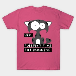 Funny cat meme – 4 AM, perfect time for running. (Grisù) – pink T-Shirt